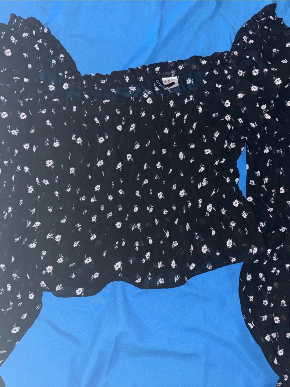 Divided Black Floral Off-Shoulder Top